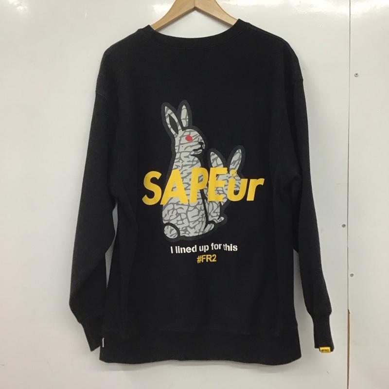 エフアールツー FR2 トレーナー 長袖 長袖トレーナー スウェット クルーネック プルオーバー XL ロゴ、文字 黒 / ブラック /  メンズ USED 古着 中古 10145051