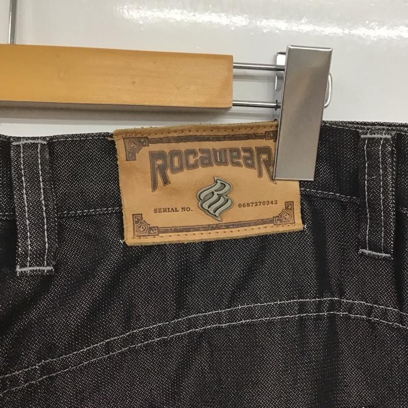 ロカウェア ROCAWEAR パンツ デニム、ジーンズ デニムパンツ ワイドパンツ カジュアルパンツ 36 ロゴ、文字 黒 / ブラック /  メンズ USED 古着 中古 10143534
