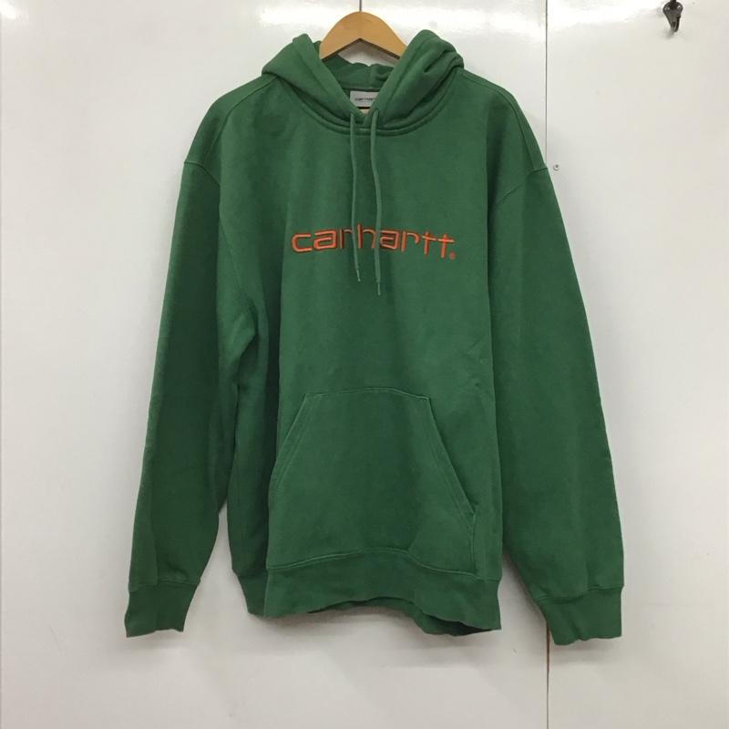カーハート Carhartt パーカー 長袖 長袖パーカー プルオーバーパーカー スウェット XXL ロゴ、文字 緑 / グリーン /  メンズ USED 古着 中古 10141927