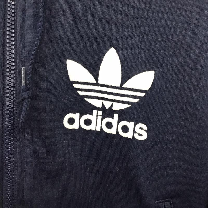 アディダス adidas パーカー 長袖 E98657 トラックジャージ フーディー XS ロゴ、文字 紺 / ネイビー /  メンズ USED 古着 中古 10123222