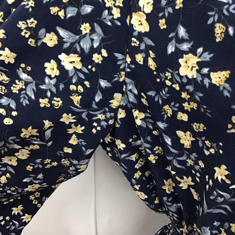 ナチュラルクチュール natural couture ワンピース ロングスカート 720180 五分袖 Vネック FREE 花柄 紺 / ネイビー /  レディース USED 古着 中古 10115508