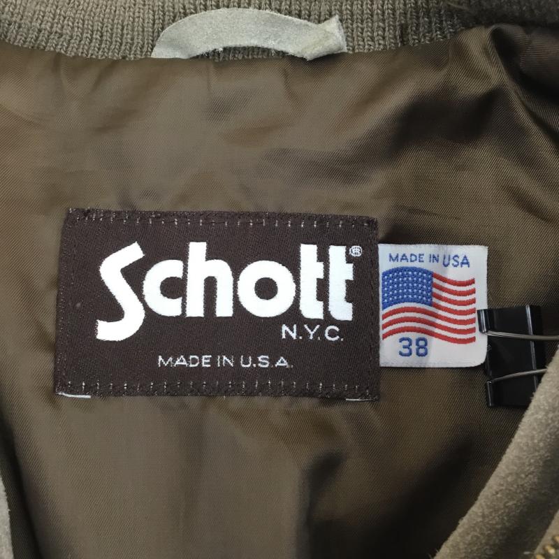 ショット schott ジャケット、上着 レザージャケット スウェード　レザージャケット 38 無地 ベージュ / ベージュ / X 茶 / ブラウン /  メンズ USED 古着 中古 10138775