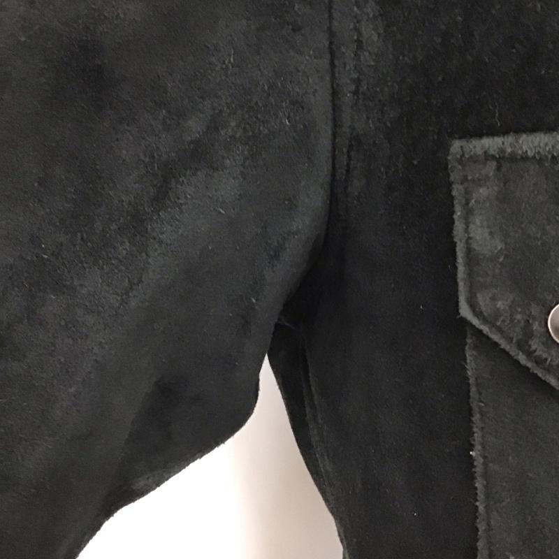 ヒューストン HOUSTON シャツ、ブラウス 長袖 レザーシャツ 豚革 M 無地 黒 / ブラック /  メンズ USED 古着 中古 10111195