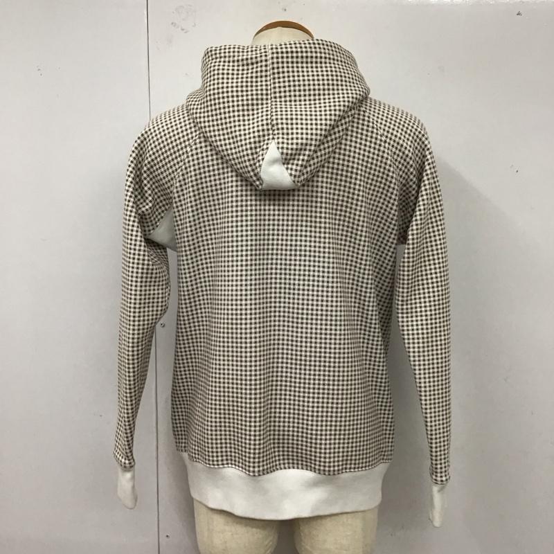 ステューシー STUSSY パーカー 長袖 ジップパーカー M チェック X ロゴ、文字 白 / ホワイト / X 茶 / ブラウン /  メンズ USED 古着 中古 10120536