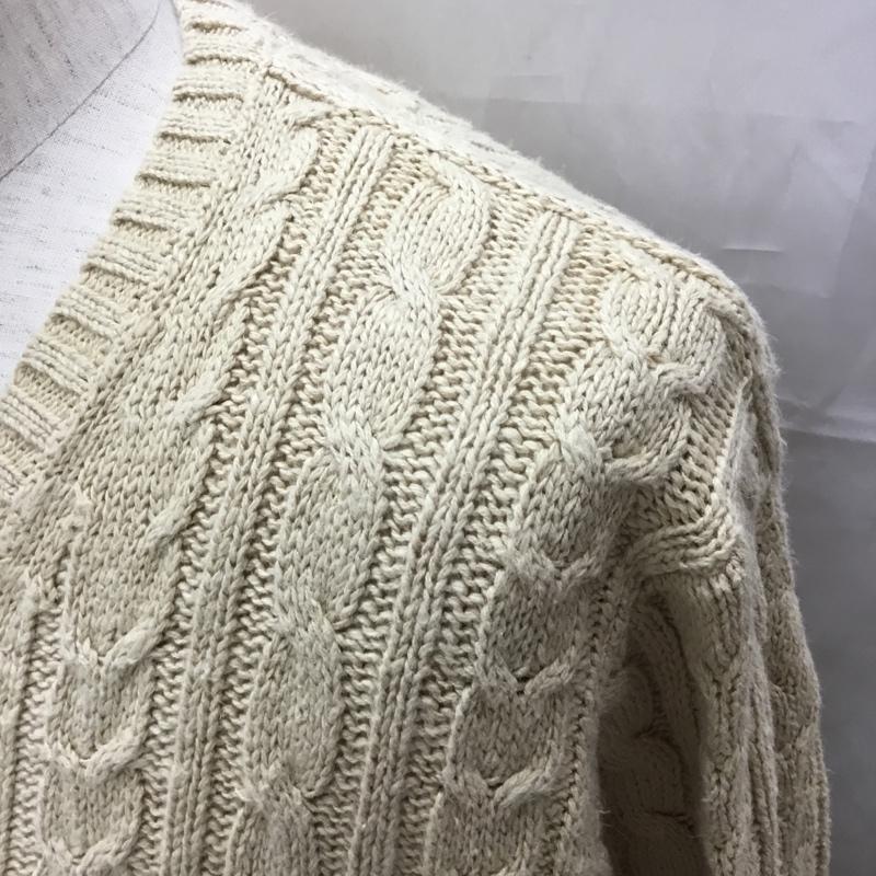 ブルックスブラザーズ BROOKS BROTHERS ニット、セーター 長袖 Vネック コットンリネン 綿麻 ケーブル M  ベージュ / ベージュ /  メンズ USED 古着 中古 10112883