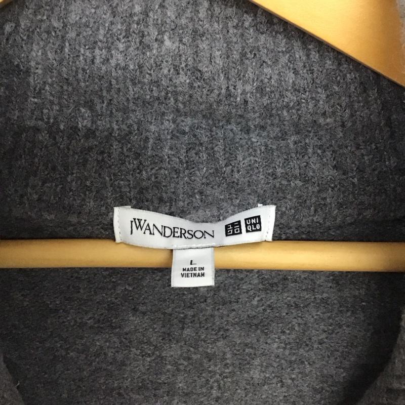 ユニクロ UNIQLO ニット、セーター 長袖 351-432321 ユニクロスフレヤーンハーフジップセーター 長袖ニット L 無地 灰 / グレー /  メンズ USED 古着 中古 10142988