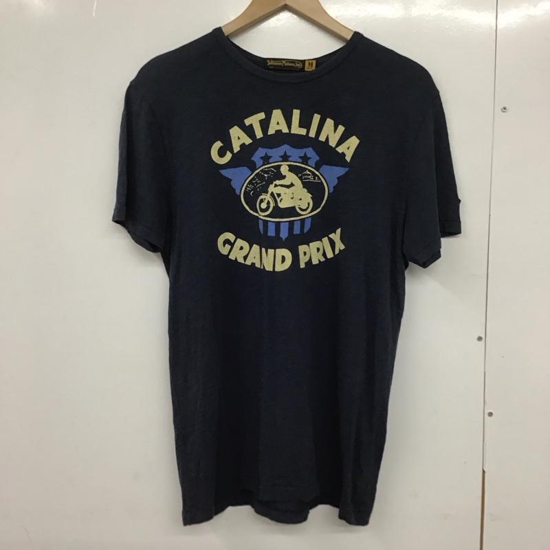 ジョンソン モータース Johnson Motors Inc. Tシャツ 半袖 半袖カットソー プリントTシャツ クルーネックカットソー M ロゴ、文字 紺 / ネイビー /  メンズ USED 古着 中古 10132354