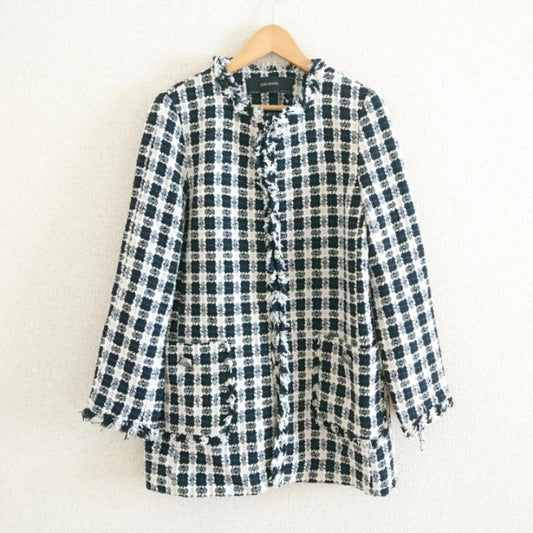 ザラベーシック ZARA BASIC コート コート一般 L チェック 白 / ホワイト / X 黒 / ブラック / X 青 / ブルー /  レディース USED 古着 中古 10011644
