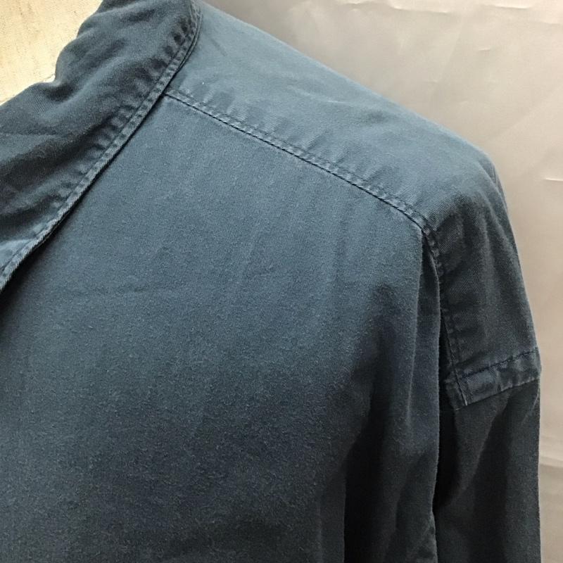 ミリタリー ミリタリー シャツ、ブラウス 長袖 ミリタリーシャツ カジュアルシャツ カーゴシャツ カラーシャツ XXL 無地 紺 / ネイビー /  メンズ USED 古着 中古 10110984