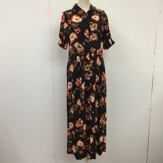 ザラ ZARA ワンピース ロングスカート 8514 242 800 半袖 シャツワンピース S 花柄 黒 / ブラック / X 赤 / レッド /  レディース USED 古着 中古 10109503