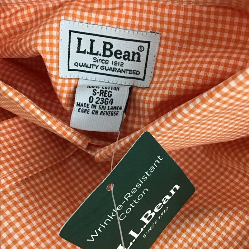 エルエルビーン L.L.Bean シャツ、ブラウス 半袖 ボタンダウン 胸ポケット S チェック 白 / ホワイト / X 橙 / オレンジ /  メンズ USED 古着 中古 10111864