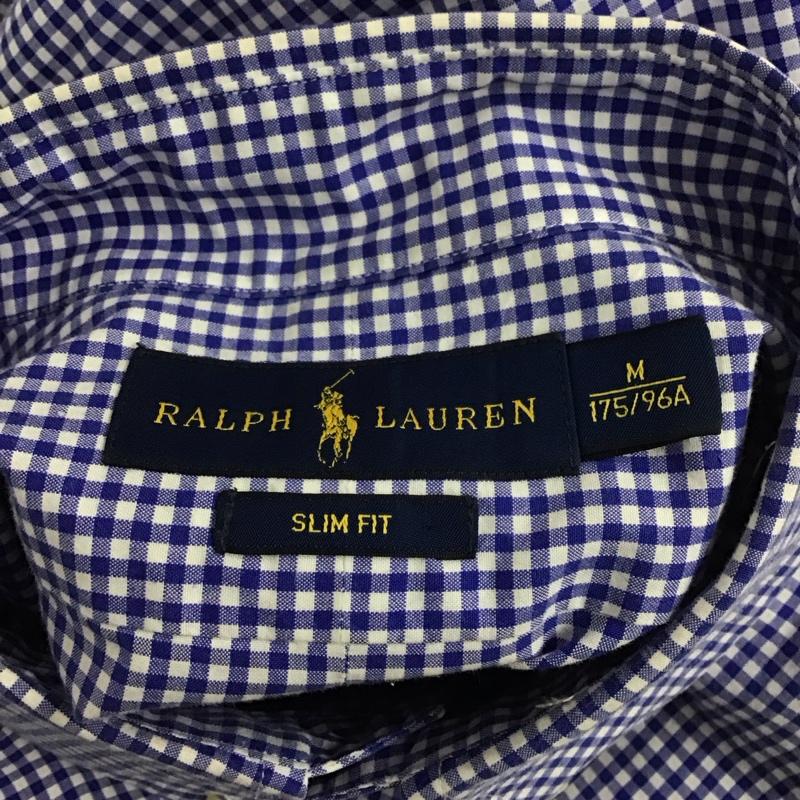 ラルフローレン RALPHLAUREN シャツ、ブラウス 長袖 長袖シャツ チェックシャツ カラーシャツ ボタンダウンシャツ M チェック 白 / ホワイト / X 青 / ブルー /  メンズ USED 古着 中古 10127982