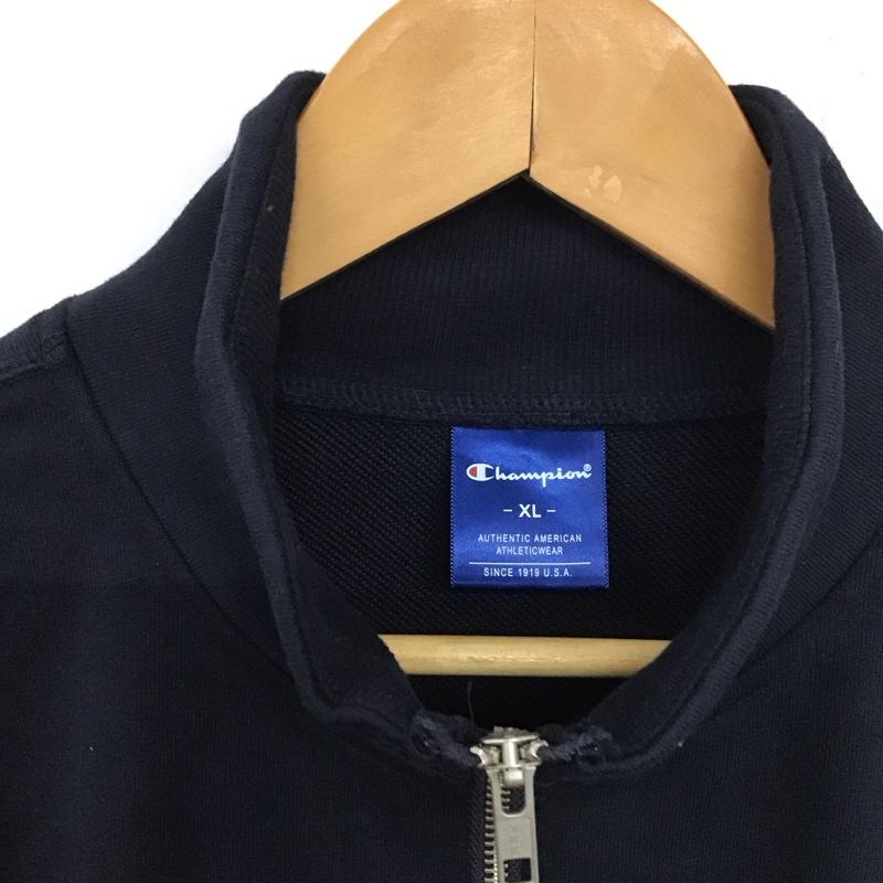 チャンピオン Champion ジャケット、上着 ジャケット、ブレザー c3-ps011 ジップスウェットジャケット スポーツウェア カジュアルトレーナー XL ロゴ、文字 紺 / ネイビー /  メンズ USED 古着 中古 10138137