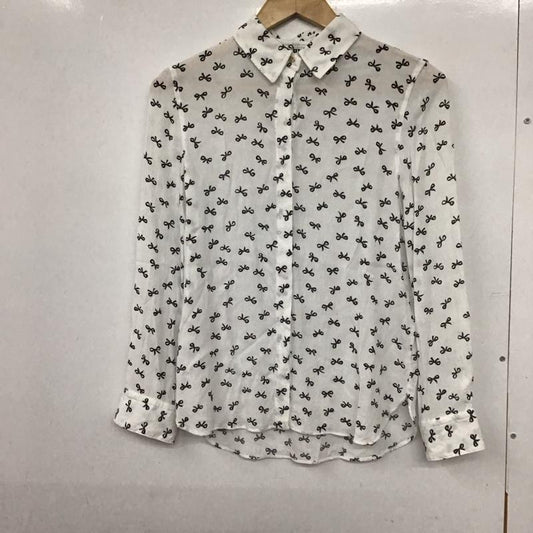 ザラ ZARA シャツ、ブラウス 長袖 XS ロゴ、文字 X 総柄 白 / ホワイト /  レディース USED 古着 中古 10132224