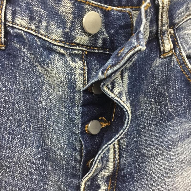 ミニマル mnml パンツ デニム、ジーンズ 裾ファスナー ストレッチ 36 ダメージ加工 青 / ブルー /  メンズ USED 古着 中古 10115685