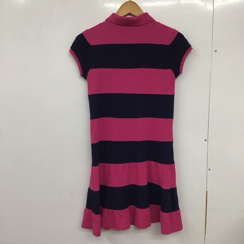 ラルフローレン RALPHLAUREN ワンピース ひざ丈スカート L ボーダー柄 X ロゴ、文字 桃 / ピンク / X 紺 / ネイビー /  ガールズ USED 古着 中古 10132762