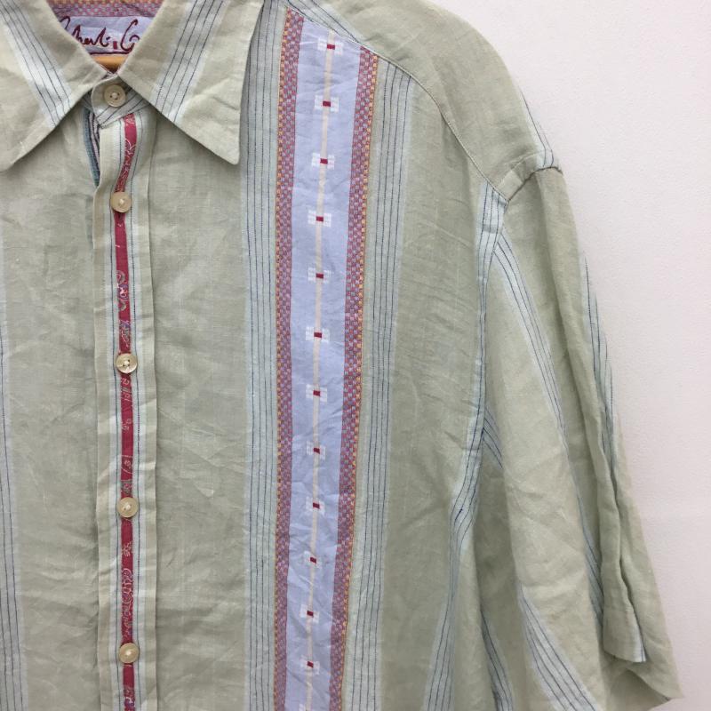 ユーズドクロージング used clothes シャツ、ブラウス 半袖 XL ストライプ 薄緑 / ライトグリーン /  メンズ USED 古着 中古 10129005