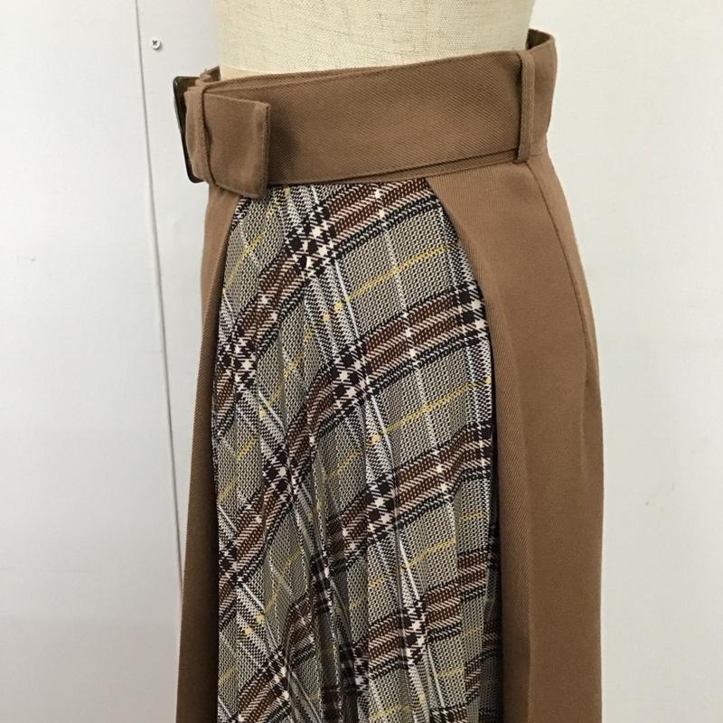 ナチュラルビューティーベーシック NATURAL BEAUTY BASIC スカート ロングスカート 017-9120037 プリーツ切替 XS  茶 / ブラウン /  レディース USED 古着 中古 10117725