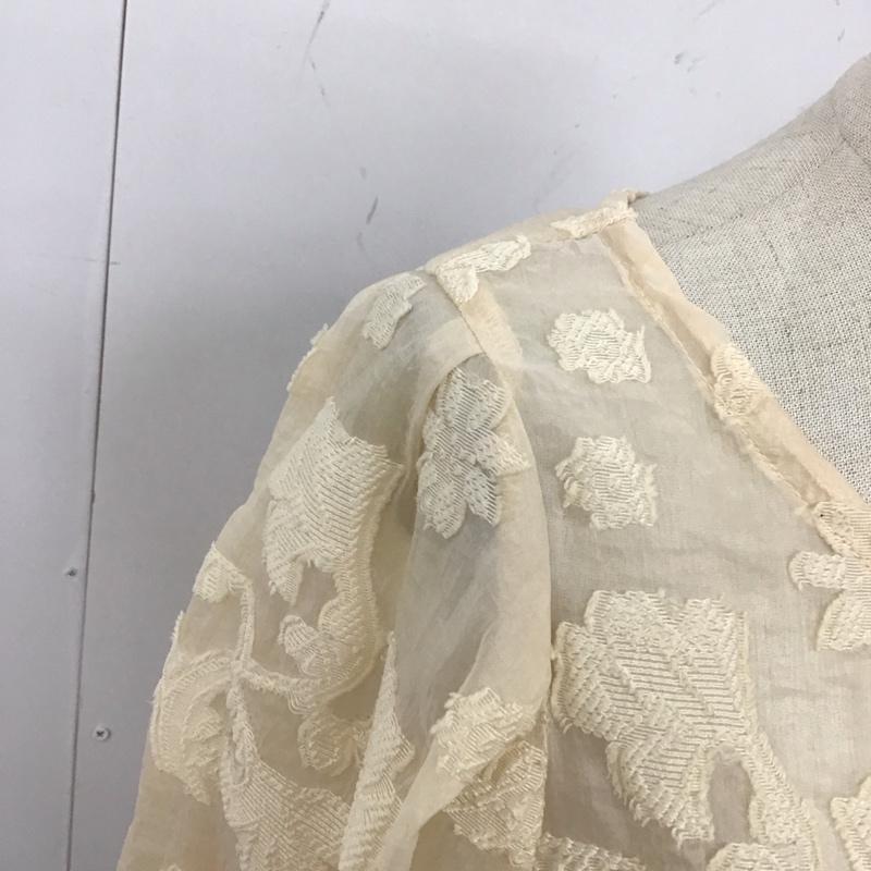 アルシーヴ archives カーディガン 長袖 AR-0413 シアー ショート丈 ノーカラー 花柄 アイボリー / アイボリー /  レディース USED 古着 中古 10112042