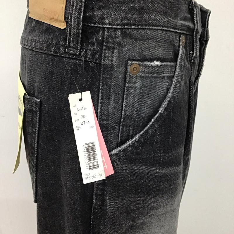 ビッグジョン Big John パンツ デニム、ジーンズ デニムパンツ ストレートパンツ ワイドパンツ カジュアルパンツ 27インチ 無地 黒 / ブラック /  レディース USED 古着 中古 10115189