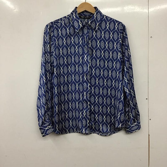 ザラ ZARA シャツ、ブラウス 長袖 長袖シャツ 総柄シャツ カラーシャツ M プリント 白 / ホワイト / X 青 / ブルー /  レディース USED 古着 中古 10136094