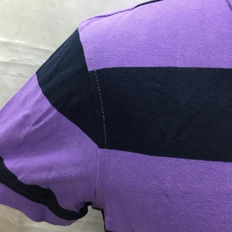 トミーヒルフィガー TOMMY HILFIGER ポロシャツ 半袖 S ボーダー柄 紺 / ネイビー / X 紫 / パープル /  メンズ USED 古着 中古 10112775