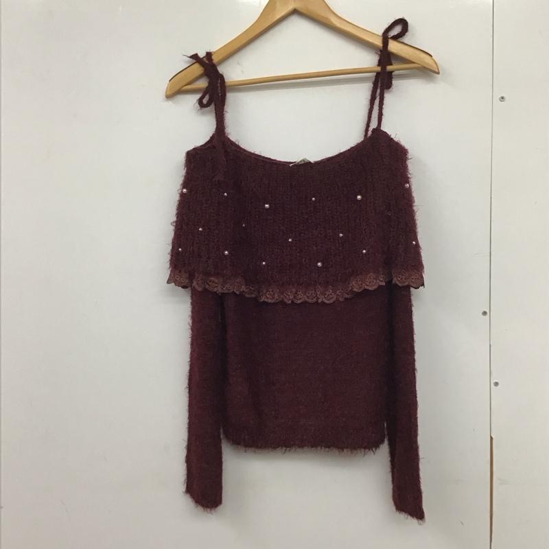 アクシーズファム axes femme ニット、セーター 長袖 オフショル M 無地 えんじ / ワインレッド /  レディース USED 古着 中古 10131739