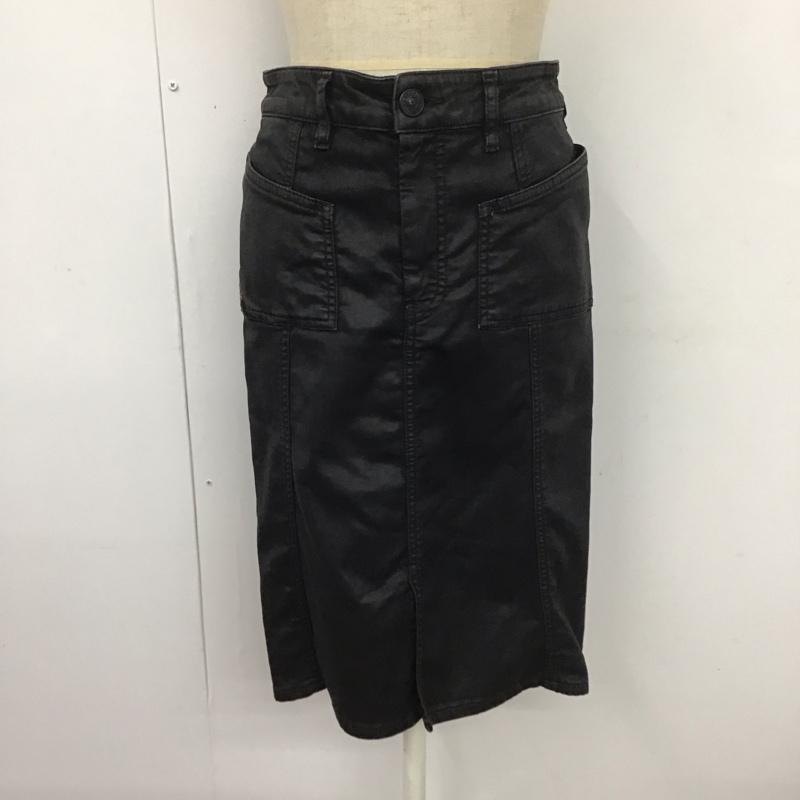 ディーゼル DIESEL スカート ひざ丈スカート D-PAU-SP-NE フロントスリット ストレッチ 無地 黒 / ブラック /  レディース USED 古着 中古 10110871