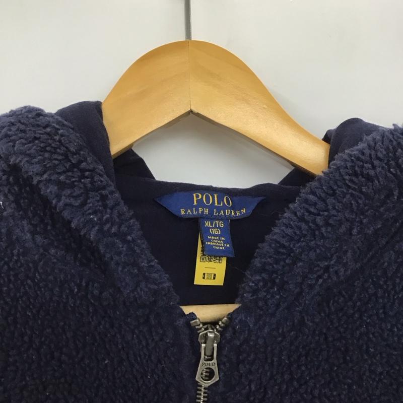 ポロラルフローレン POLO RALPH LAUREN パーカー 長袖 ジップアップパーカー 長袖パーカー ボアカジュアルジャケット XL ロゴ、文字 紺 / ネイビー /  ガールズ USED 古着 中古 10145067