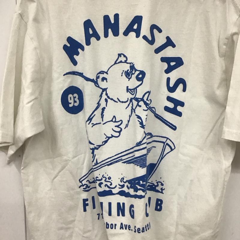 マナスタッシュ MANASTASH Tシャツ 半袖 半袖カットソー プリントTシャツ クルーネックカットソー L ロゴ、文字 白 / ホワイト /  メンズ USED 古着 中古 10128790