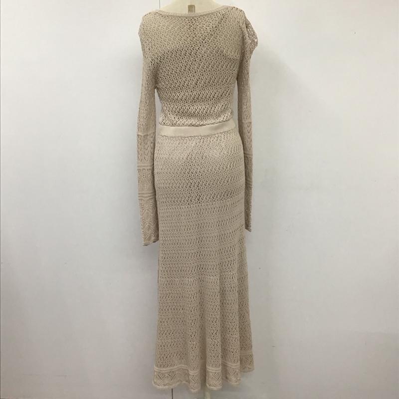 グレイル GRL ワンピース ロングスカート RUT326 ペチコート付き透かし編みニットワンピース 長袖ロングワンピース M 総柄 ベージュ / ベージュ /  レディース USED 古着 中古 10116944