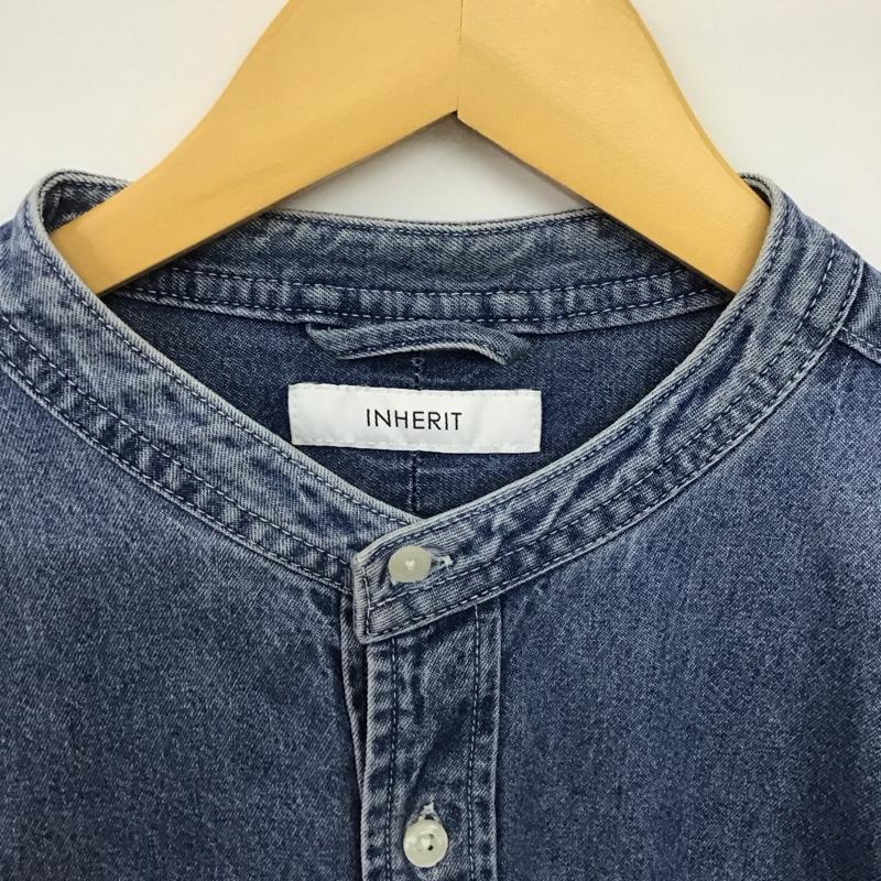 インヘリット INHERIT シャツ、ブラウス 長袖 長袖シャツ デニムシャツ ノーカラーシャツ L 無地 インディゴ / インディゴ /  メンズ USED 古着 中古 10147513