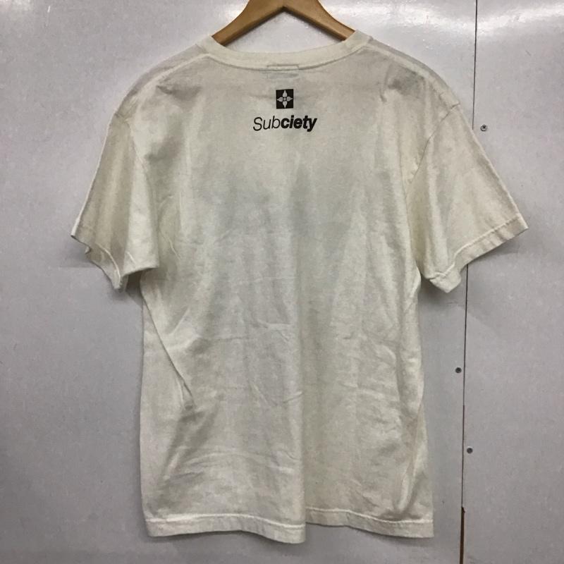 サブサエティ Subciety Tシャツ 半袖 半袖カットソー プリントTシャツ クルーネックカットソー XL ロゴ、文字 白 / ホワイト /  メンズ USED 古着 中古 10142889
