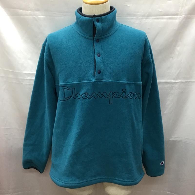 チャンピオン Champion カットソー 長袖 c3-n612 スウェット フリースジャケット プルオーバー M ロゴ、文字 青 / ブルー /  メンズ USED 古着 中古 10108417
