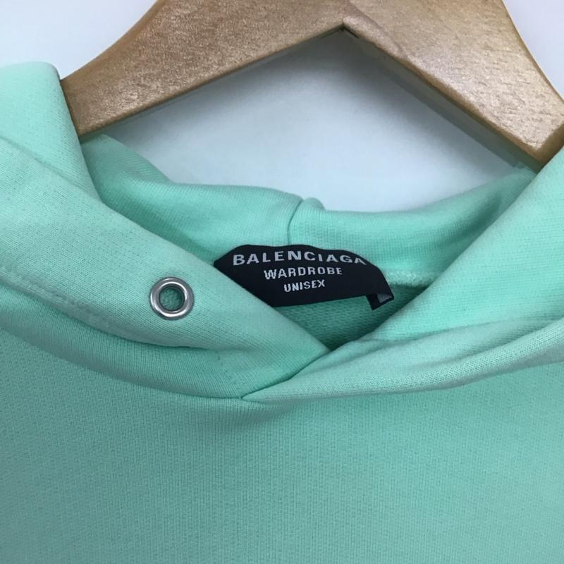 バレンシアガ BALENCIAGA パーカー 長袖 長袖パーカー プルオーバーパーカー スウェット XS ロゴ、文字 薄緑 / ライトグリーン /  メンズ USED 古着 中古 10144789