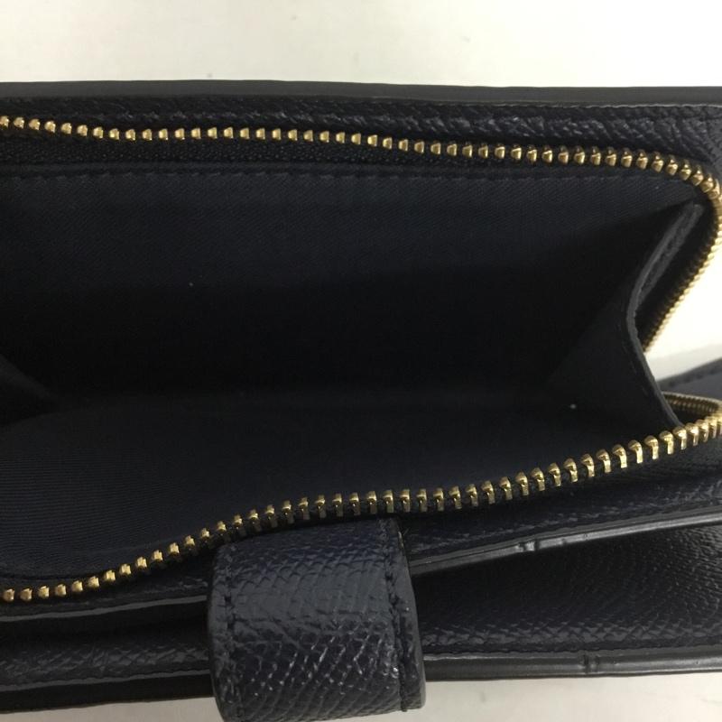 コーチ COACH 財布 二つ折り ロゴ、文字 紺 / ネイビー /  レディース USED 古着 中古 10138846