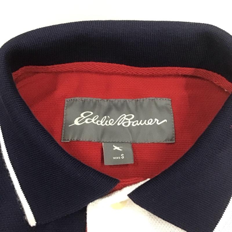 エディーバウアー Eddie Bauer ポロシャツ 半袖 半袖ポロシャツ カラーシャツ 半袖カットソー S ロゴ、文字 白 / ホワイト / X 赤 / レッド / X 紺 / ネイビー /  メンズ USED 古着 中古 10111683