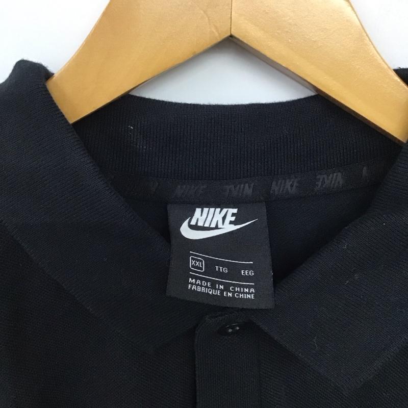 ナイキ NIKE ポロシャツ 半袖 cn8765-010 半袖ポロシャツ 半袖カットソー XXL ロゴ、文字 黒 / ブラック /  メンズ USED 古着 中古 10144874