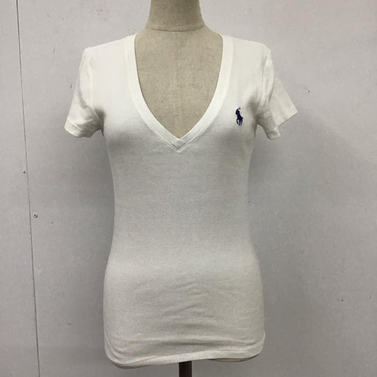 ポロラルフローレン POLO RALPH LAUREN Tシャツ 半袖 半袖カットソー プリントTシャツ Vネックカットソー XS ロゴ、文字 白 / ホワイト /  レディース USED 古着 中古 10115970