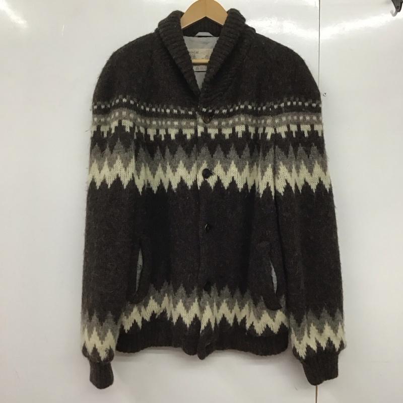 古着 USED カーディガン 長袖 長袖ニットカーディガン 前開ニット 古着 L プリント 茶 / ブラウン /  メンズ USED 古着 中古 10143421