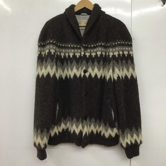 古着 USED カーディガン 長袖 長袖ニットカーディガン 前開ニット 古着 L プリント 茶 / ブラウン /  メンズ USED 古着 中古 10143421