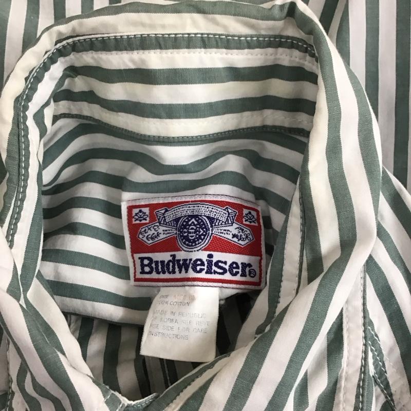 古着 USED シャツ、ブラウス 半袖 バドワイザー　Budweiser M ストライプ 白 / ホワイト / X カーキ / カーキ /  メンズ USED 古着 中古 10117466