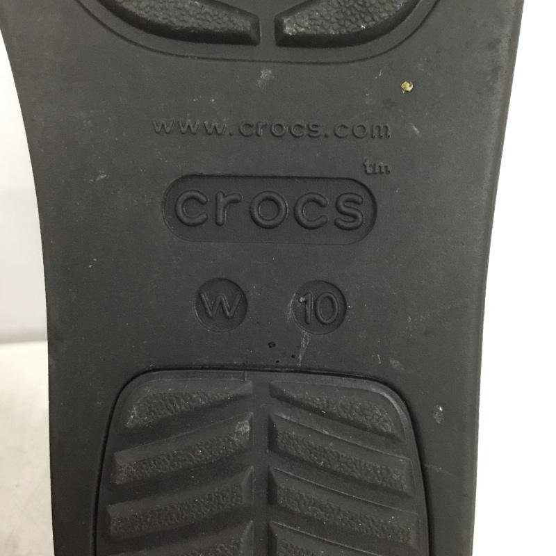 クロックス crocs サンダル サンダル 206751 ブルックリン ストラッピー ローウェッジ W10 ロゴ、文字 黒 / ブラック /  レディース USED 古着 中古 10132031