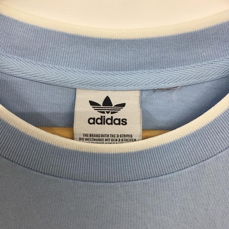 アディダス adidas Tシャツ 半袖 半袖カットソー プリントTシャツ クルーネックカットソー ロゴ、文字 水色 / ライトブルー /  メンズ USED 古着 中古 10133708