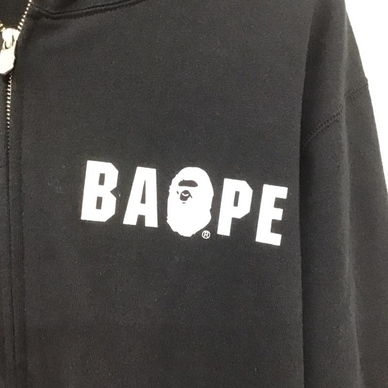 アベイシングエイプ A BATHING APE パーカー 長袖 長袖パーカー ジップアップパーカー スウェット XL ロゴ、文字 黒 / ブラック /  メンズ USED 古着 中古 10145898
