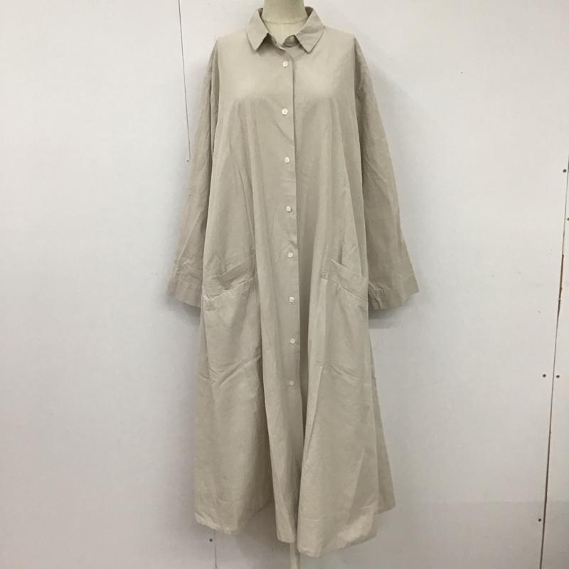 ひより HIYORI シャツワンピース 長袖 AM-0294 ロング丈 FREE 無地 ベージュ / ベージュ /  レディース USED 古着 中古 10111554
