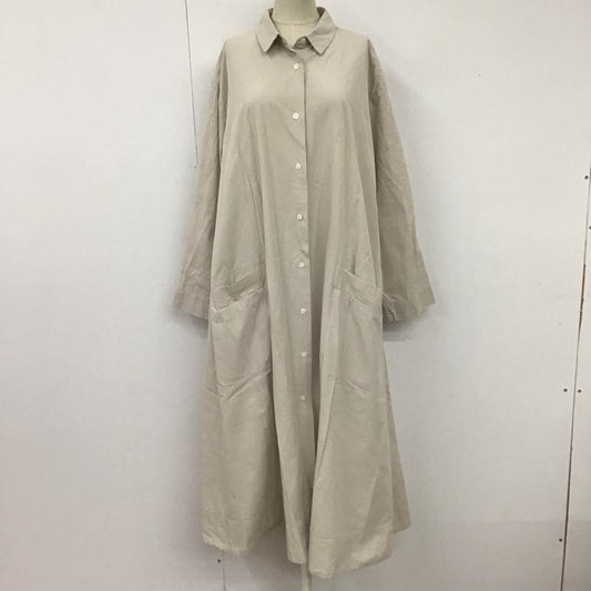 ひより HIYORI シャツワンピース 長袖 AM-0294 ロング丈 FREE 無地 ベージュ / ベージュ /  レディース USED 古着 中古 10111554