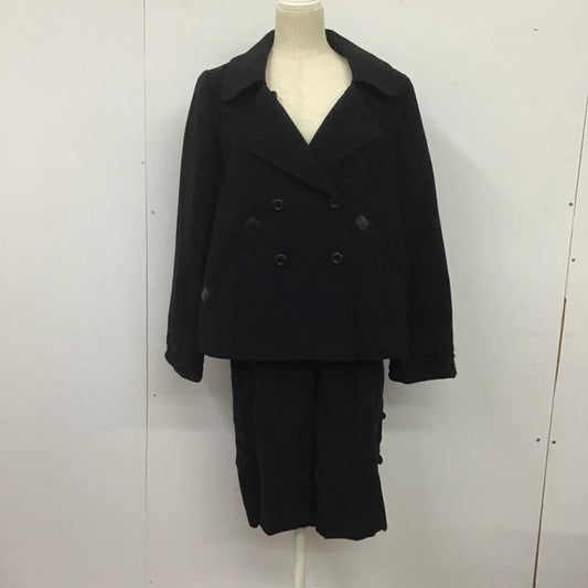 ピンクハウス PINK HOUSE セットアップ セットアップ P0175FJ02 Pコート ダブルジャケット 七分丈パンツ サイドニットパンツ M 無地 黒 / ブラック /  レディース USED 古着 中古 10144437