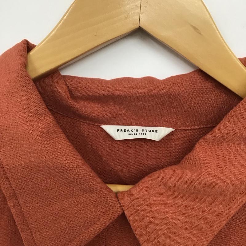 フリークスストア FREAK S STORE ワンピース ロングスカート 13-13-2489-00181-4395 ウエスト切り替えギャザーシャツワンピース 長袖 M 無地 橙 / オレンジ /  レディース USED 古着 中古 10130430