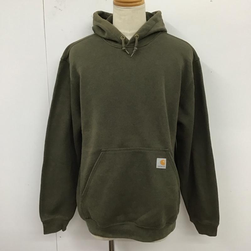 カーハート Carhartt パーカー 長袖 TS0121 プルオーバー 裏起毛 L ワンポイント カーキ / カーキ /  メンズ USED 古着 中古 10121333
